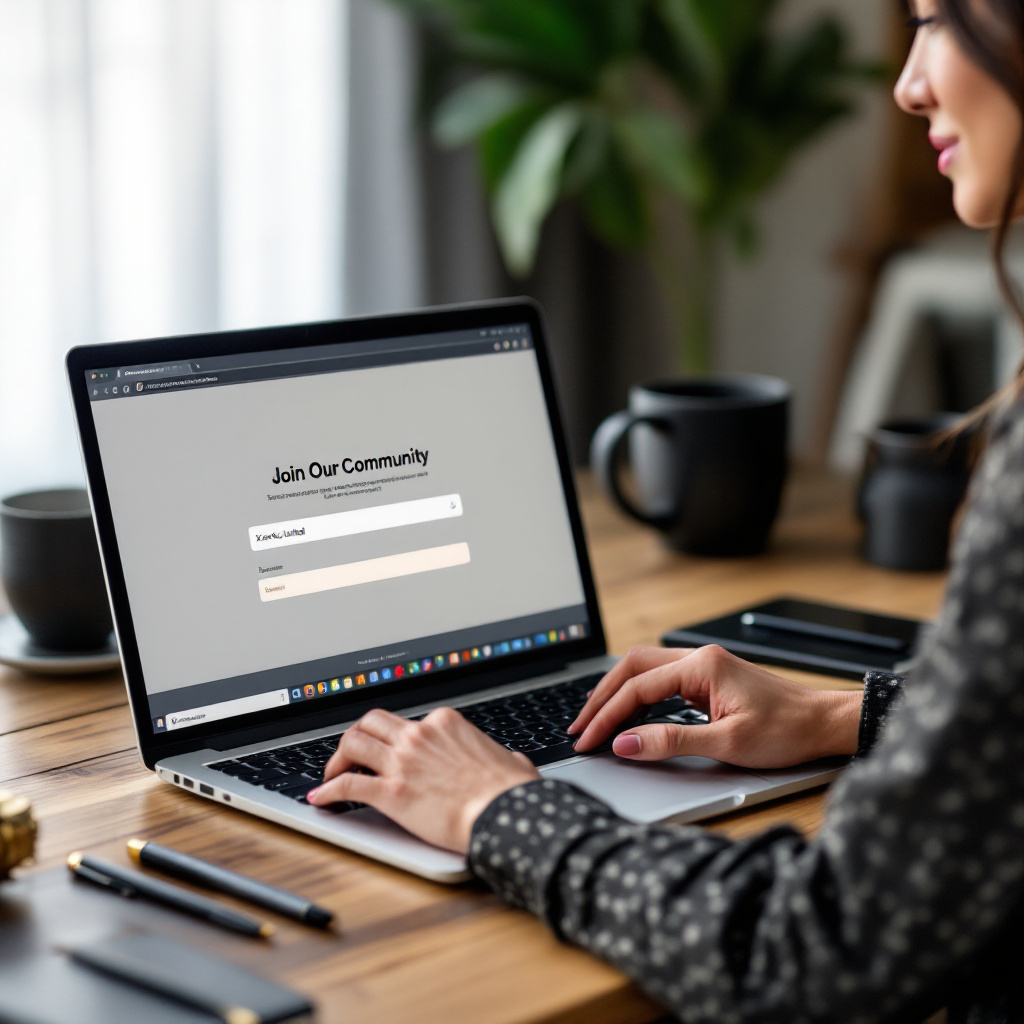 Woman sitting at desk using laptop