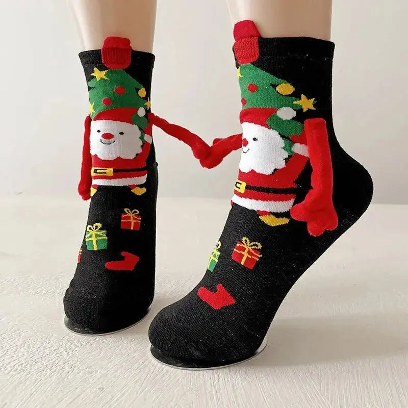 Magnetic Christmas Couple Socks - Cute Elk, Santa, Snowman Design - Xandu Limited