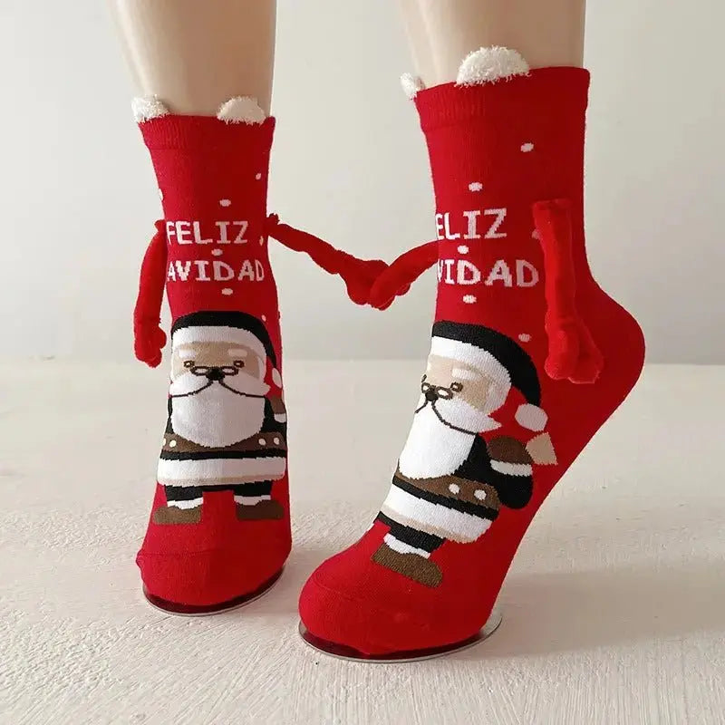 Magnetic Christmas Couple Socks - Cute Elk, Santa, Snowman Design - Xandu Limited