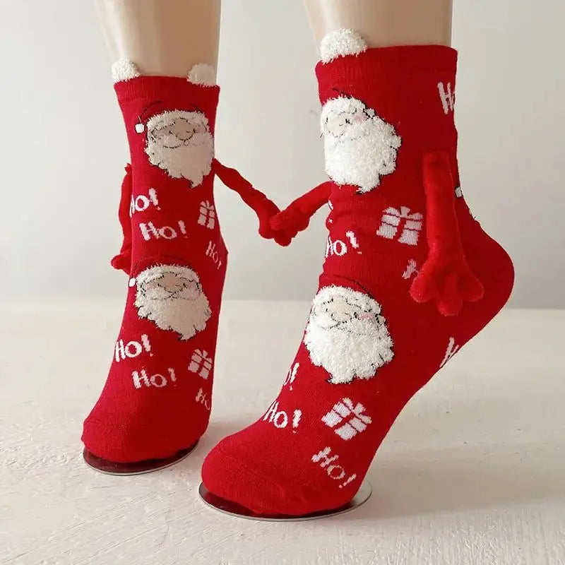 Magnetic Christmas Couple Socks - Cute Elk, Santa, Snowman Design - Xandu Limited