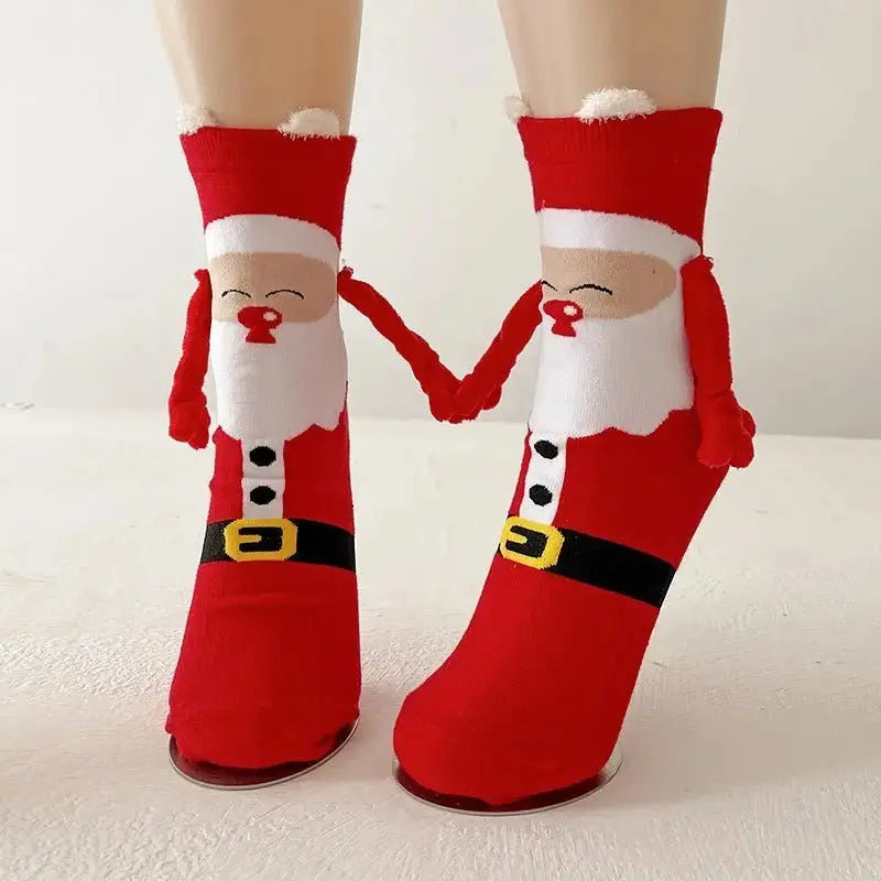 Magnetic Christmas Couple Socks - Cute Elk, Santa, Snowman Design - Xandu Limited