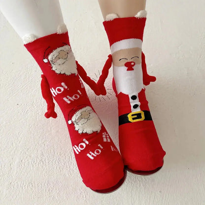 Magnetic Christmas Couple Socks - Cute Elk, Santa, Snowman Design - Xandu Limited