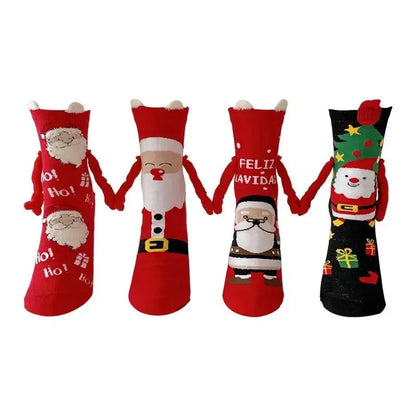 Magnetic Christmas Couple Socks - Cute Elk, Santa, Snowman Design - Xandu Limited