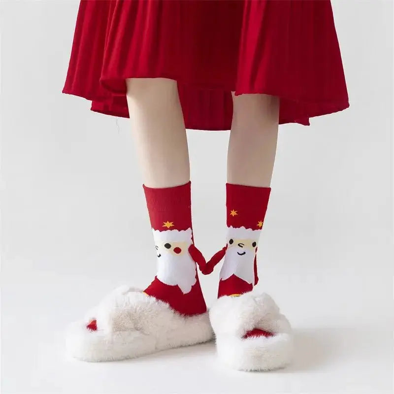 Magnetic Christmas Couple Socks - Cute Elk, Santa, Snowman Design - Xandu Limited