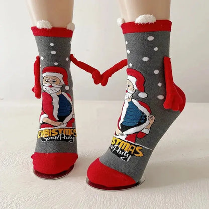 Magnetic Christmas Couple Socks - Cute Elk, Santa, Snowman Design - Xandu Limited