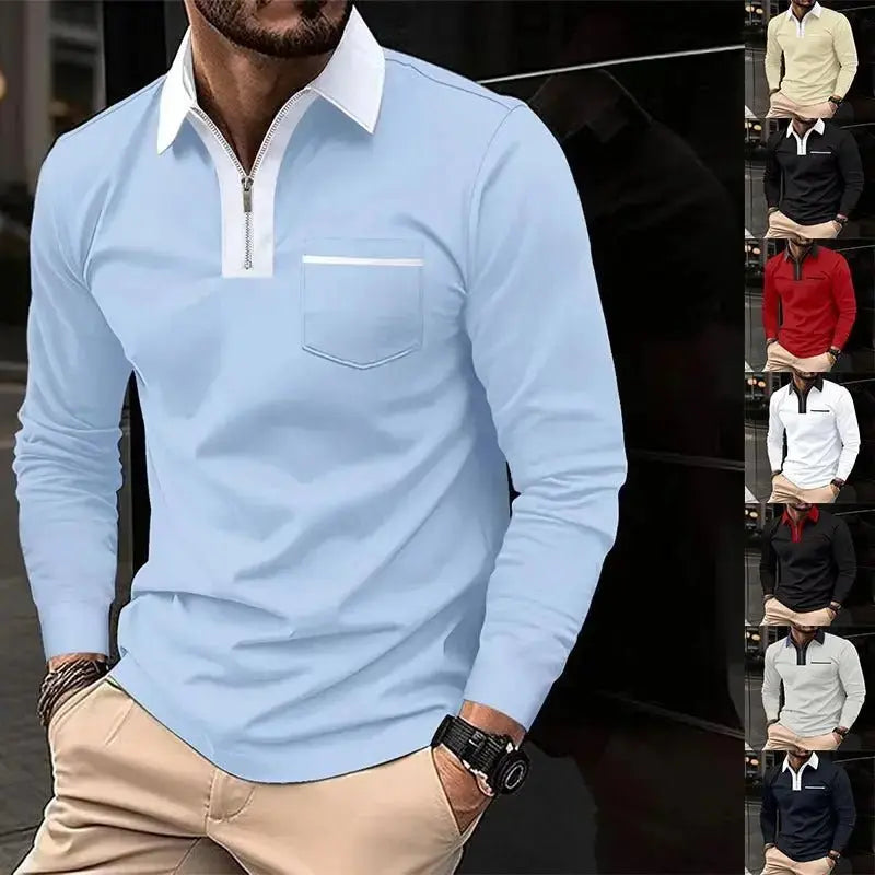 Men's Long Sleeve cotton Zipped Polo Shirt - Xandu Limited