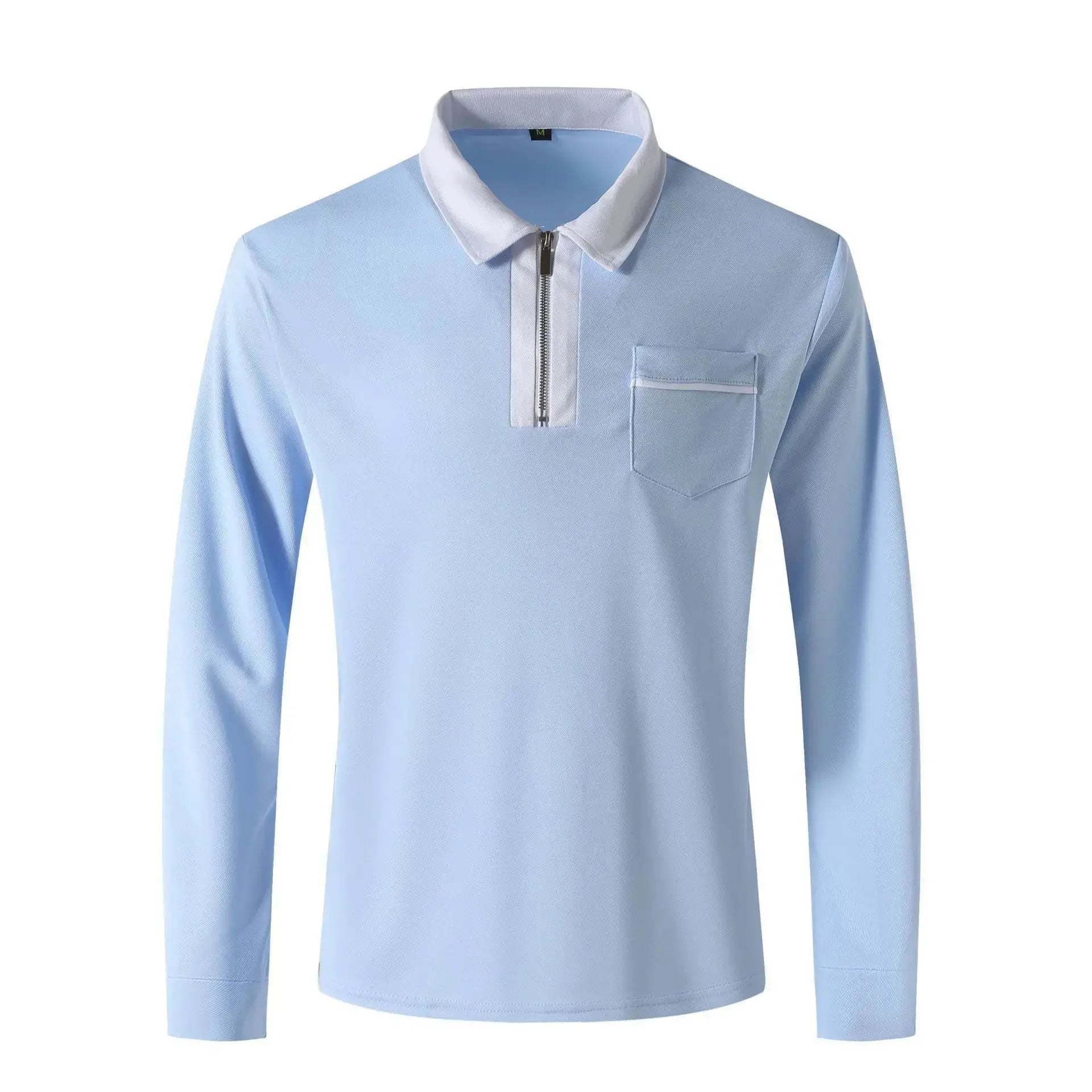 Men's Long Sleeve cotton Zipped Polo Shirt - Xandu Limited