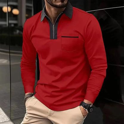 Men's Long Sleeve cotton Zipped Polo Shirt - Xandu Limited