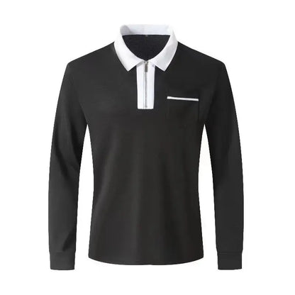 Men's Long Sleeve cotton Zipped Polo Shirt - Xandu Limited