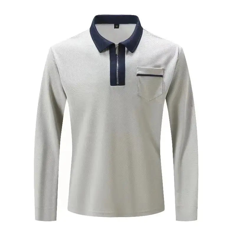 Men's Long Sleeve cotton Zipped Polo Shirt - Xandu Limited