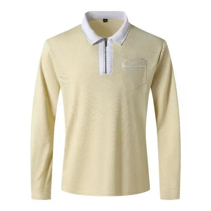 Men's Long Sleeve cotton Zipped Polo Shirt - Xandu Limited