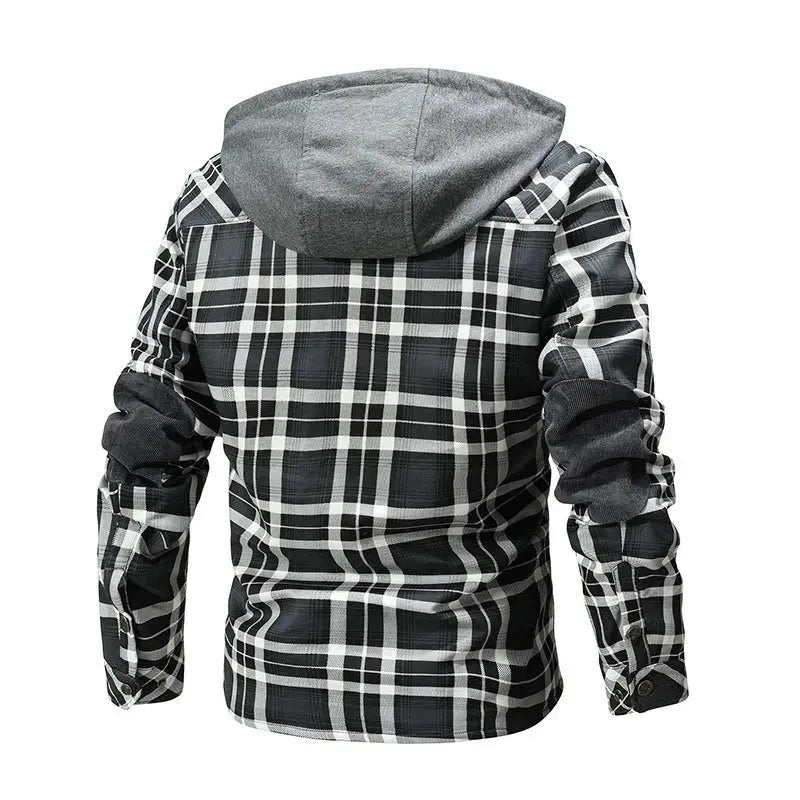 Men's Warm Fleece Lining Lumberjack Plaid Hooded jacket - Xandu Limited