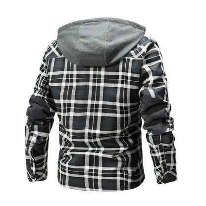 Men's Warm Fleece Lining Lumberjack Plaid Hooded jacket - Xandu Limited