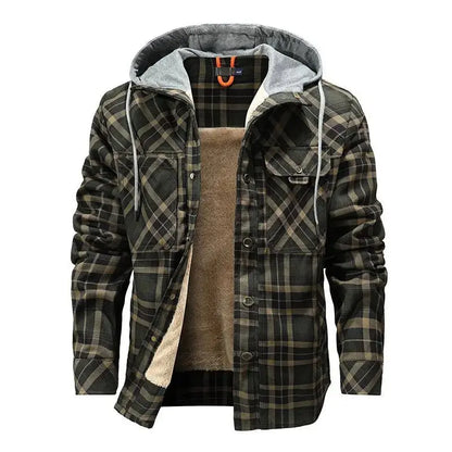 Men's Warm Fleece Lining Lumberjack Plaid Hooded jacket - Xandu Limited