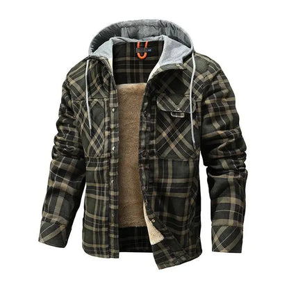 Men's Warm Fleece Lining Lumberjack Plaid Hooded jacket - Xandu Limited