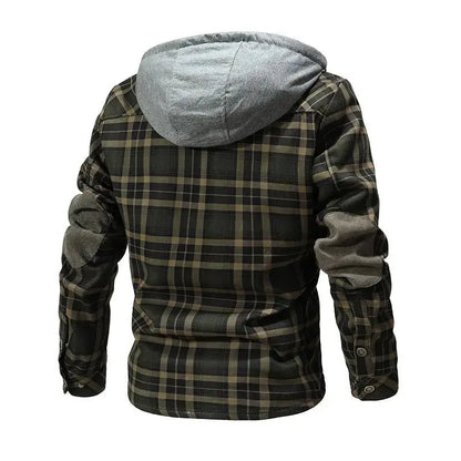 Men's Warm Fleece Lining Lumberjack Plaid Hooded jacket - Xandu Limited