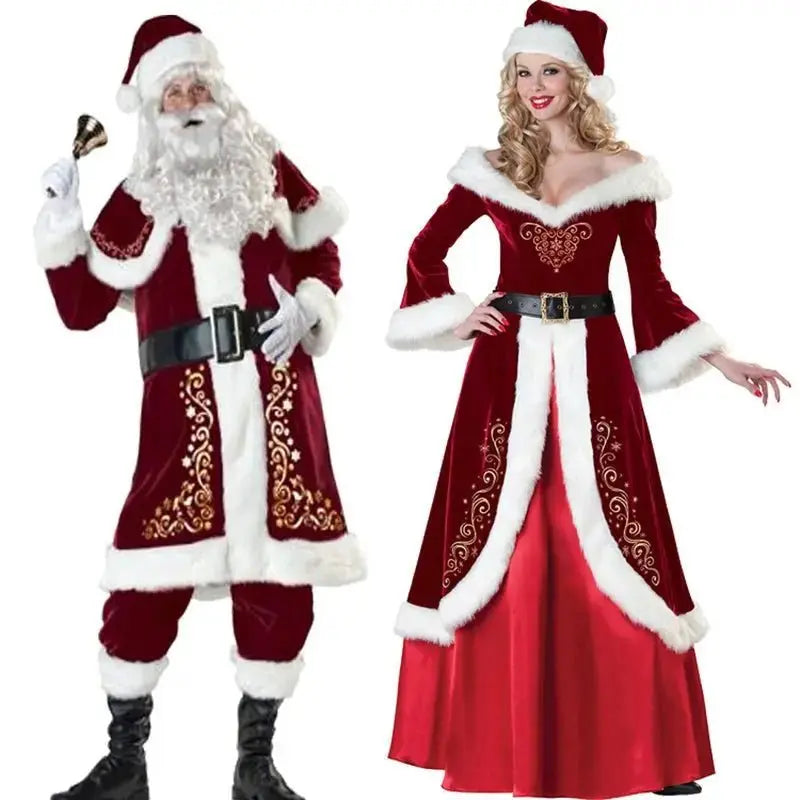 Santa Couple Costume - Festive Christmas Dress Set for Him & Her - Xandu Limited