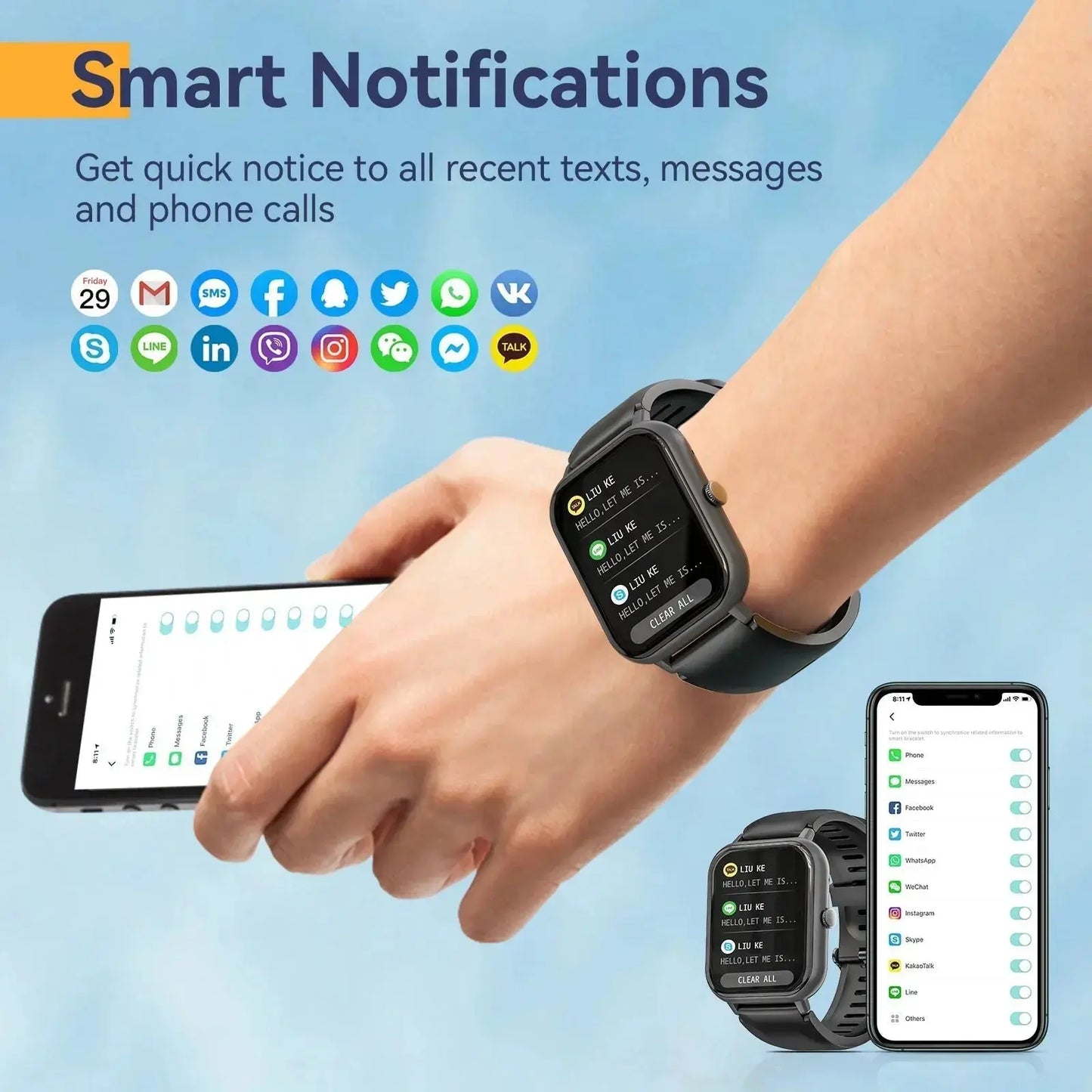 SmartWatch (black) with IP67 Waterproof Rating – Stylish & Durable - Xandu Limited