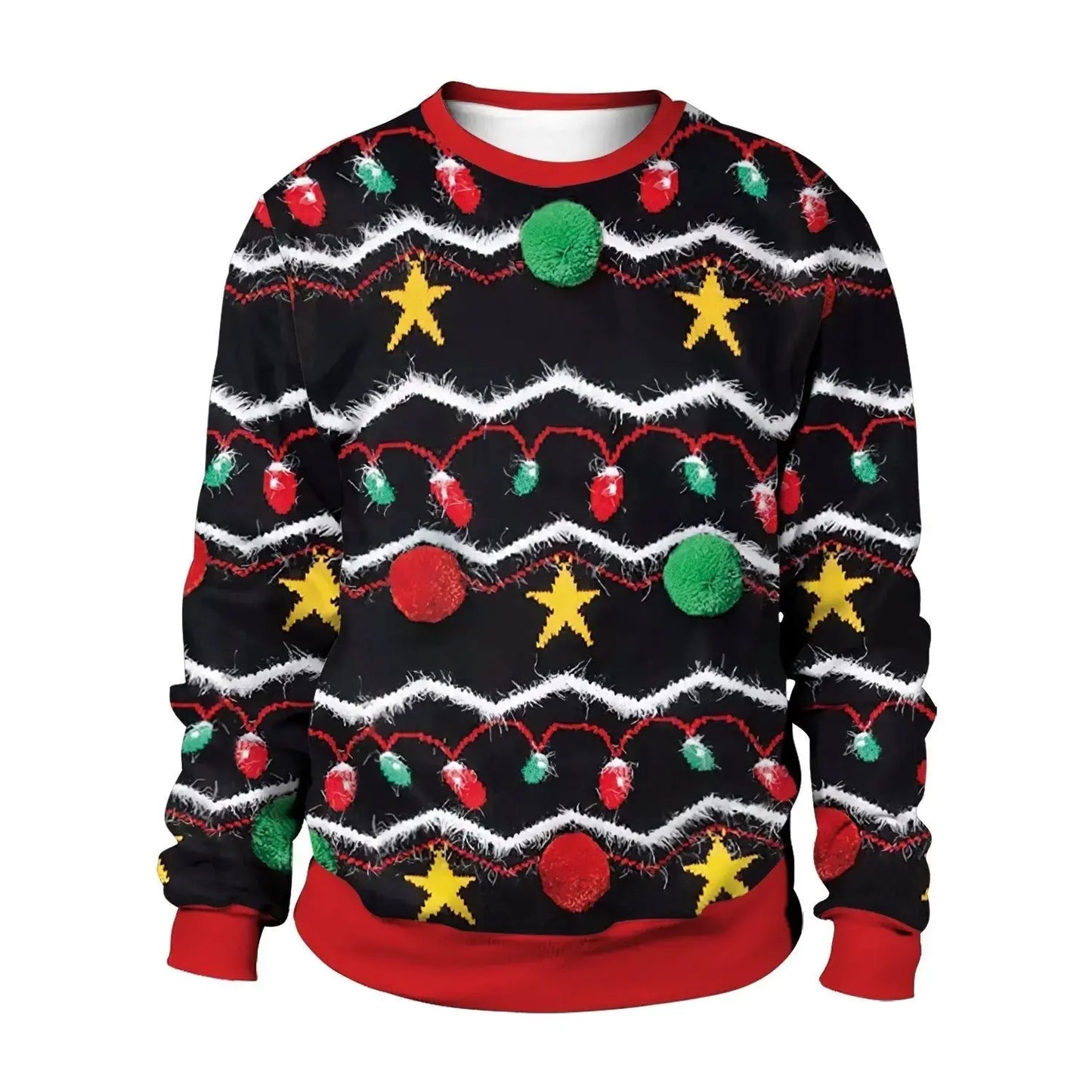 Unisex Digital Print Christmas Sweater - Festive Round Neck Tops - Xandu Limited