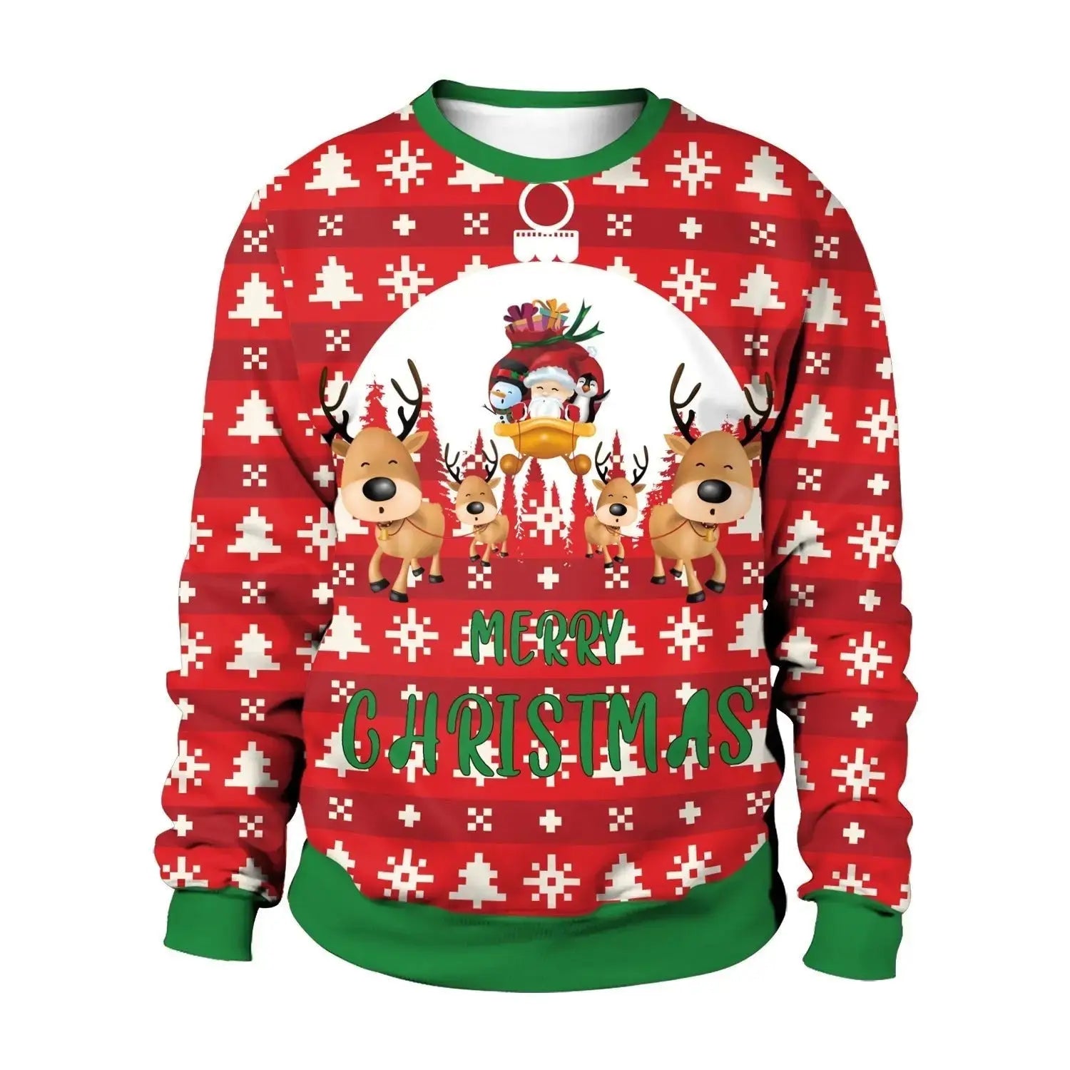 Unisex Digital Print Christmas Sweater - Festive Round Neck Tops - Xandu Limited