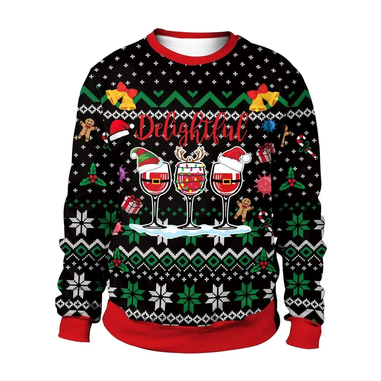 Unisex Digital Print Christmas Sweater - Festive Round Neck Tops - Xandu Limited