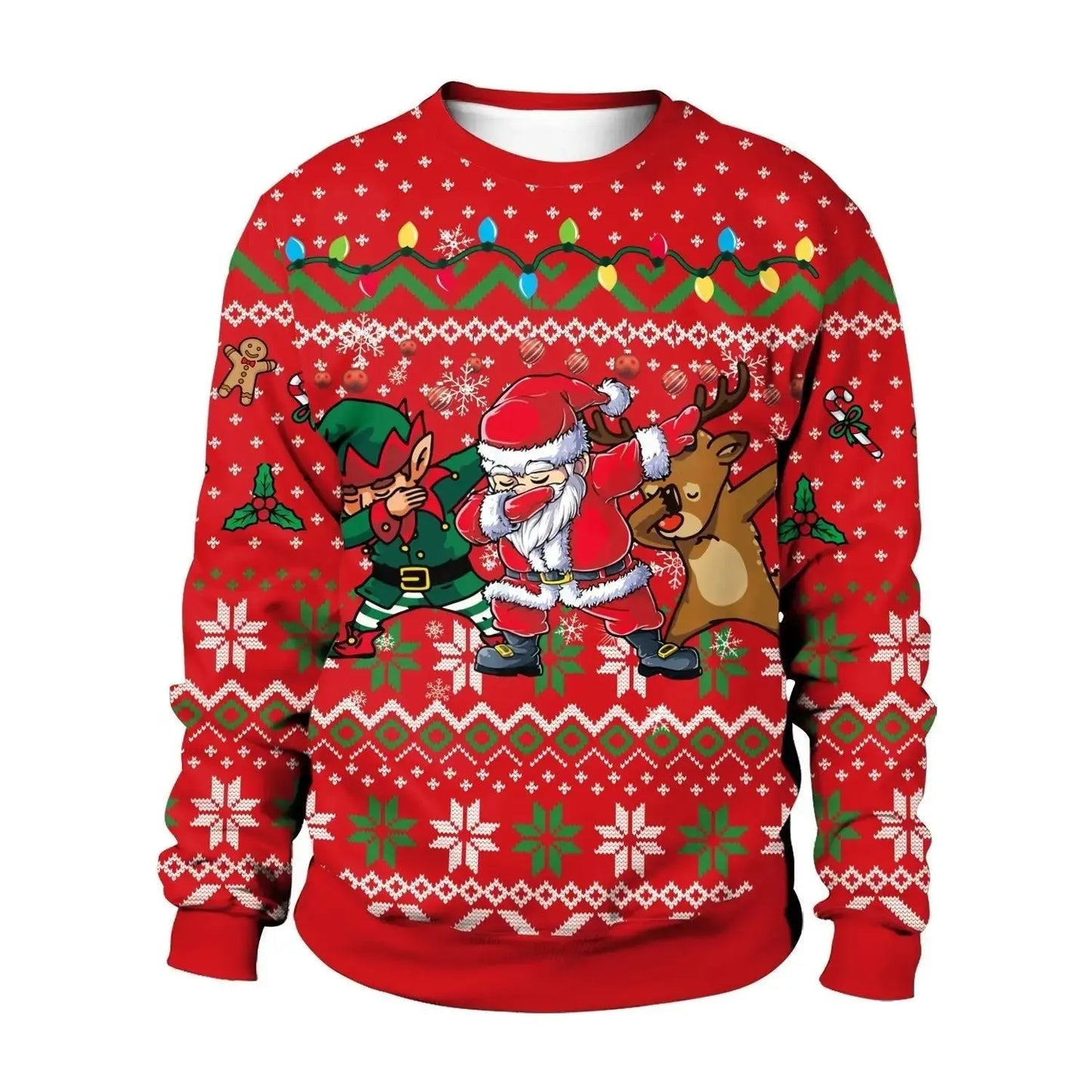 Unisex Digital Print Christmas Sweater - Festive Round Neck Tops - Xandu Limited