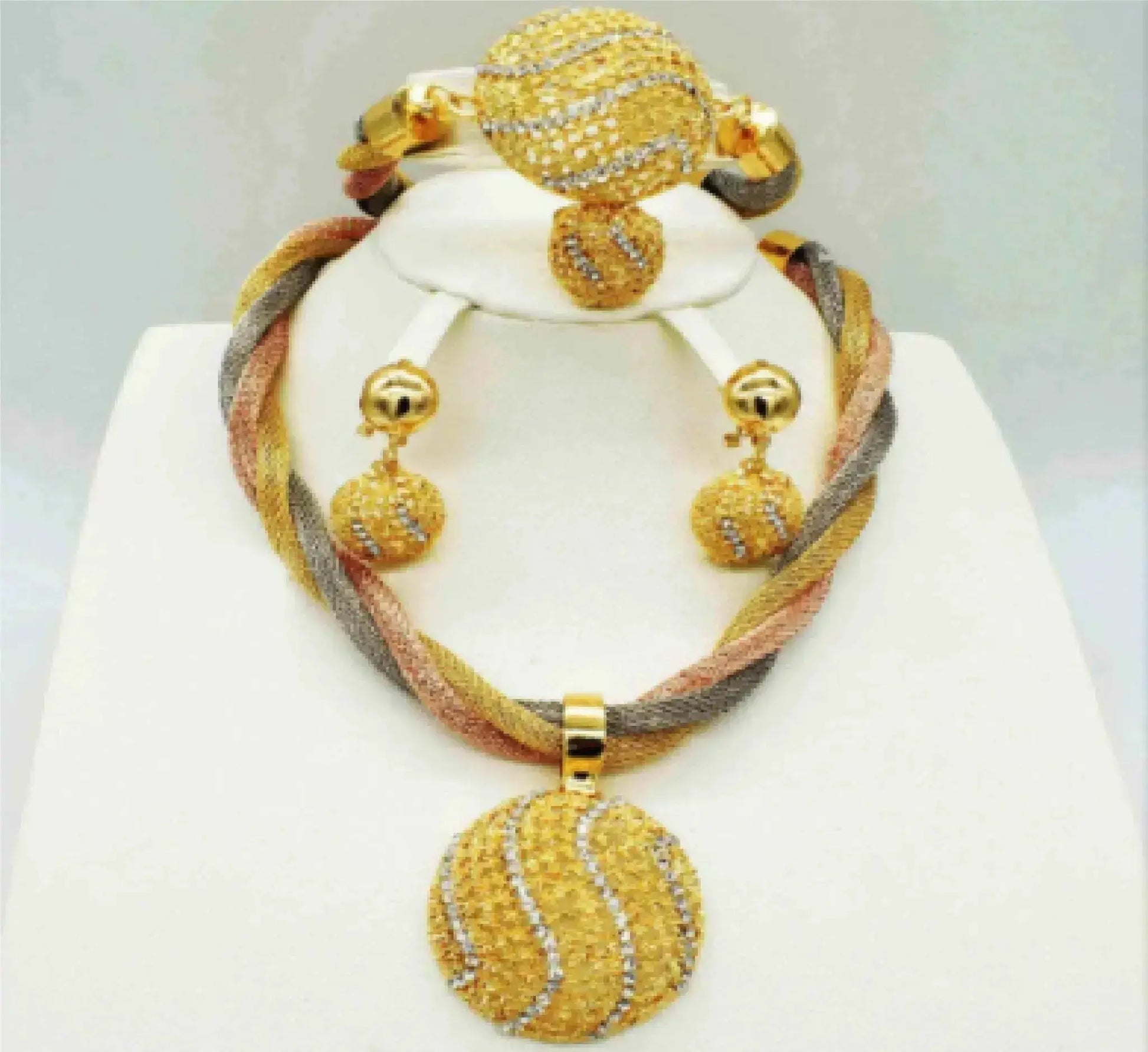 Women's 3 - Piece Fine Gold Jewelry Set - Elegant Necklace, Ring & Earrings - Xandu Limited