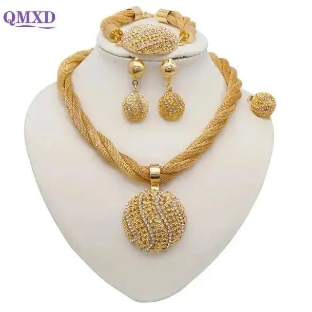 Women's 3 - Piece Fine Gold Jewelry Set - Elegant Necklace, Ring & Earrings - Xandu Limited