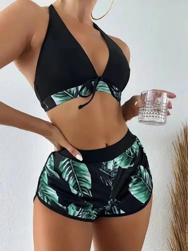 Women's 3 - Piece Leaf Print Bikini Set - Xandu Limited