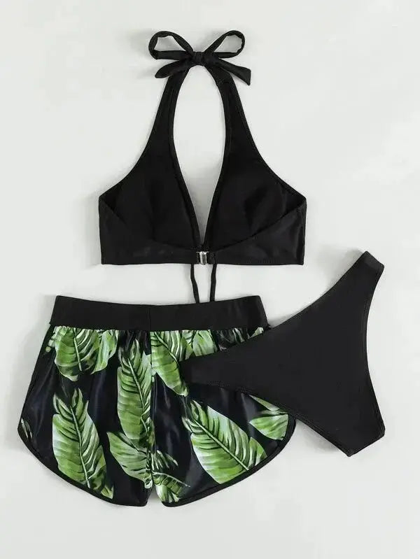 Women's 3 - Piece Leaf Print Bikini Set - Xandu Limited