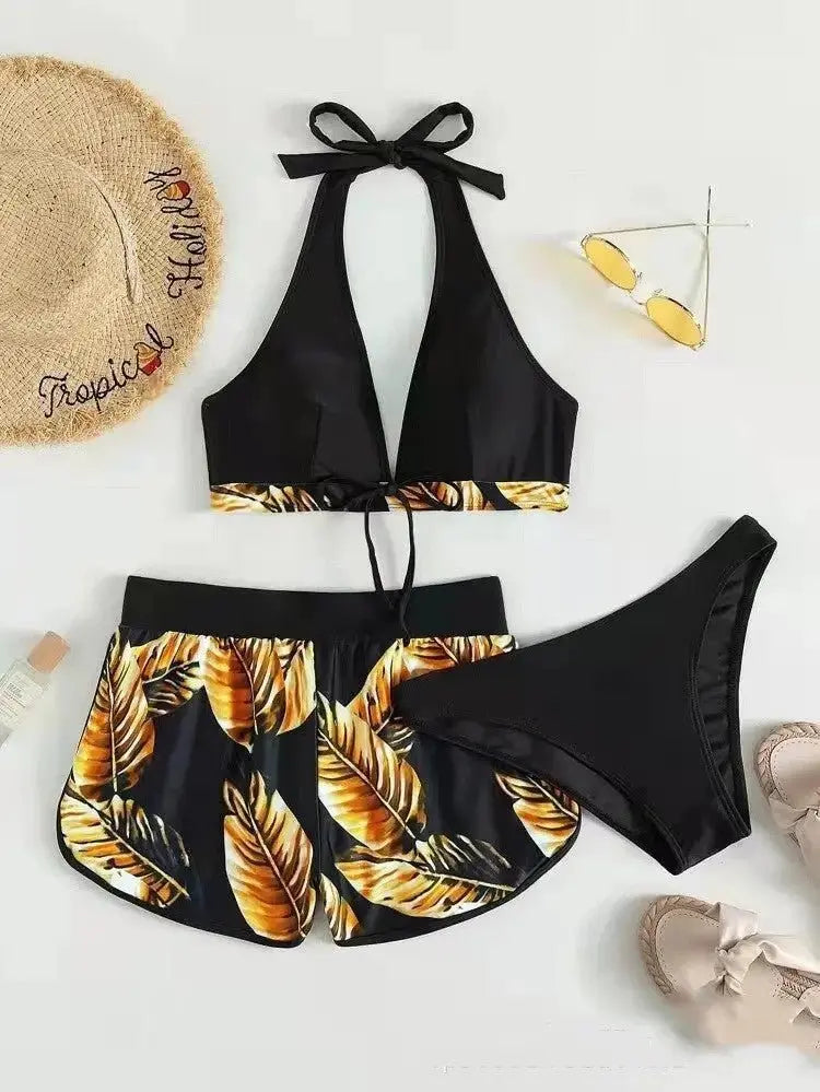 Women's 3 - Piece Leaf Print Bikini Set - Xandu Limited