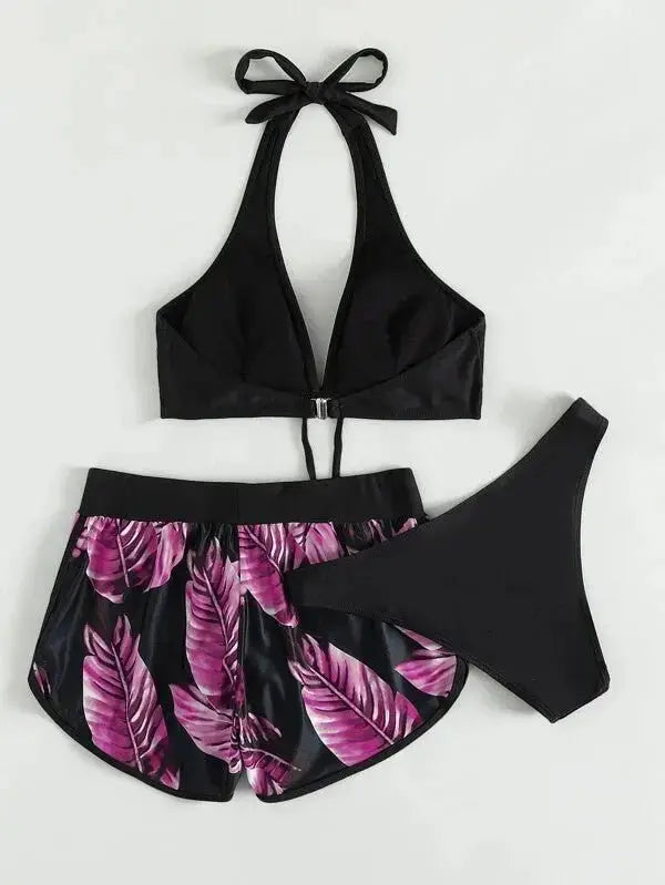 Women's 3 - Piece Leaf Print Bikini Set - Xandu Limited