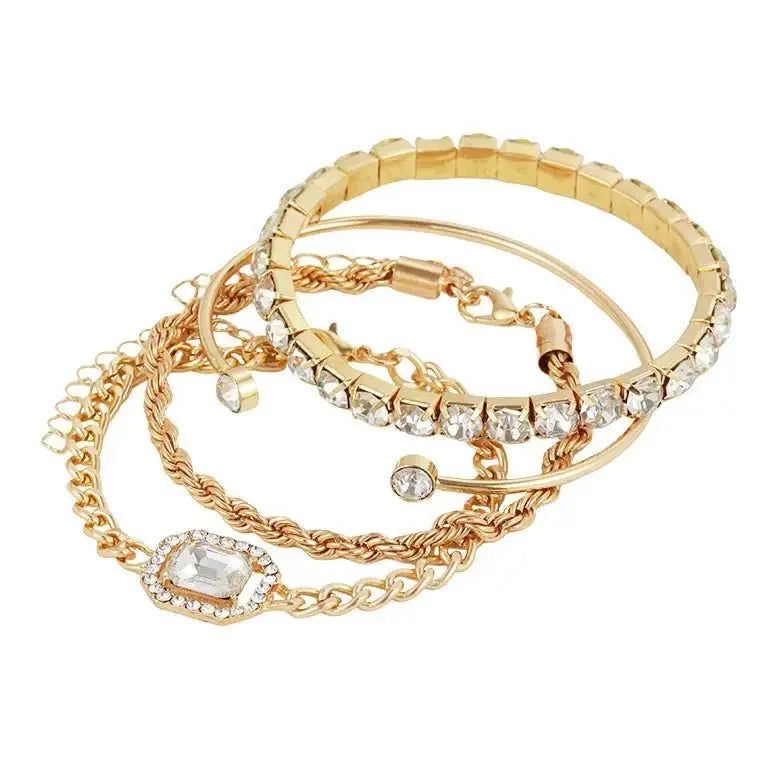 Women's 4 - Piece Crystal Bracelet Set - Elegant Stacked Jewelry - Xandu Limited