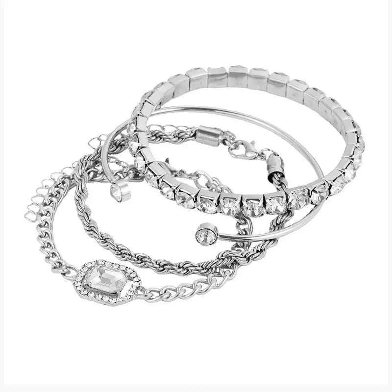 Women's 4 - Piece Crystal Bracelet Set - Elegant Stacked Jewelry - Xandu Limited