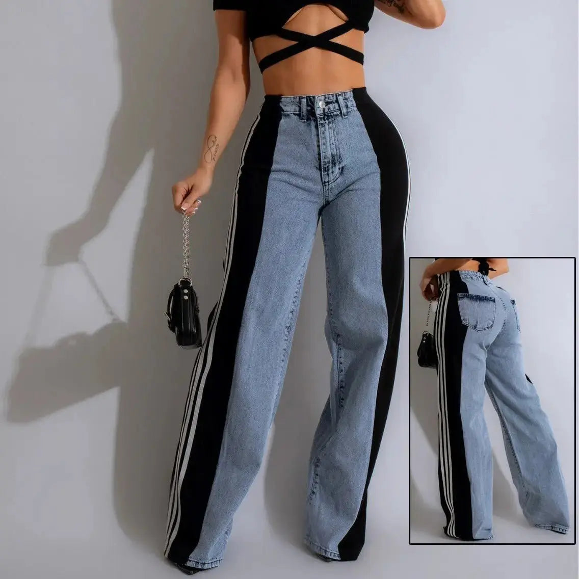 Women's Casual High Waist Jeans with Wide Leg - Xandu Limited