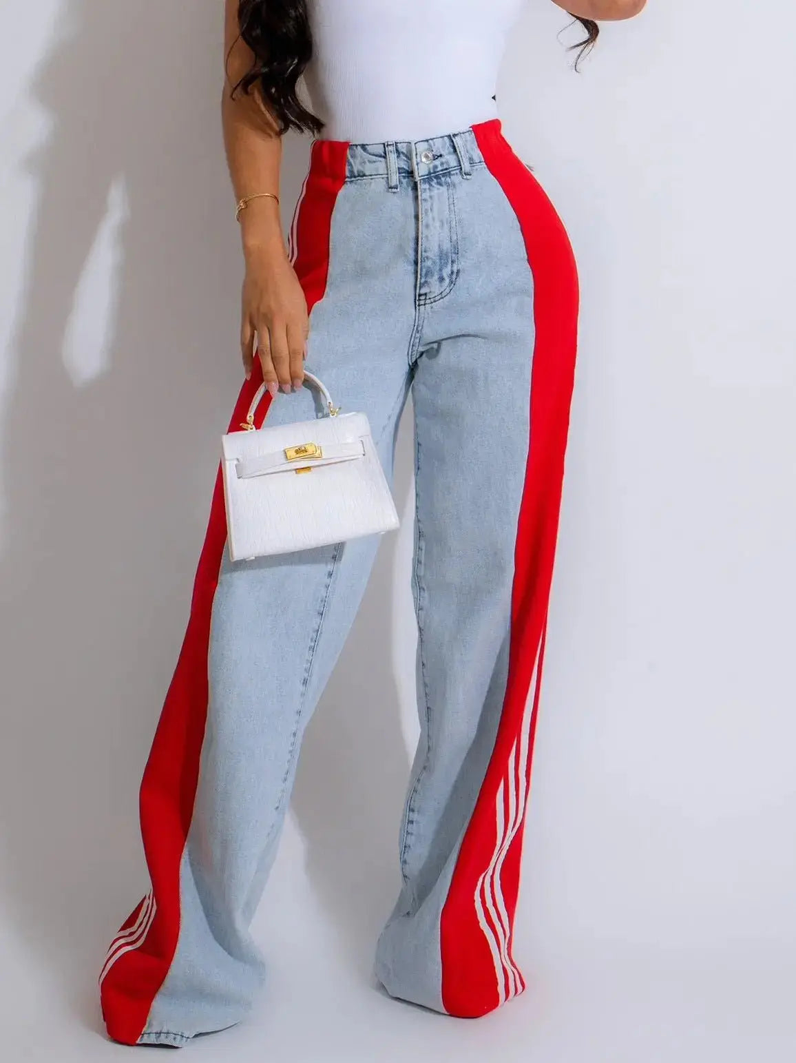 Women's Casual High Waist Jeans with Wide Leg - Xandu Limited