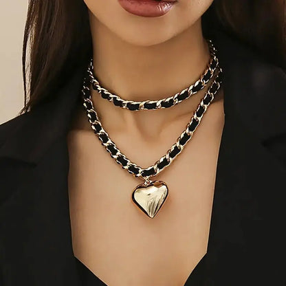 Women's Double - Layer Chain Necklace with heart pendant - Xandu Limited