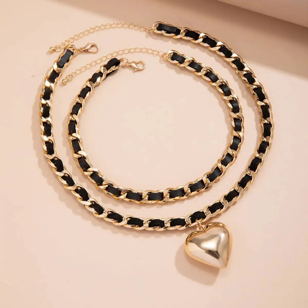 Women's Double - Layer Chain Necklace with heart pendant - Xandu Limited