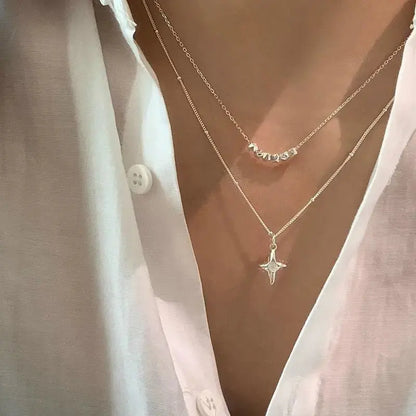 Women's Double - Layer Stainless Steel Opal Cross Necklace - Xandu Limited