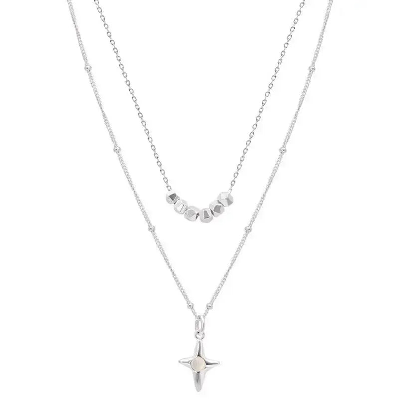 Women's Double - Layer Stainless Steel Opal Cross Necklace - Xandu Limited