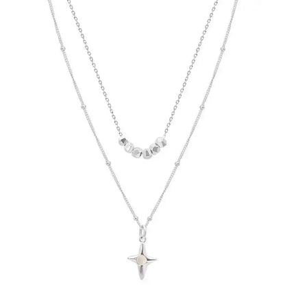 Women's Double - Layer Stainless Steel Opal Cross Necklace - Xandu Limited