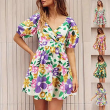 Women's Flower Print V - Neck Dress - Xandu Limited