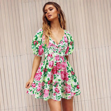 Women's Flower Print V - Neck Dress - Xandu Limited