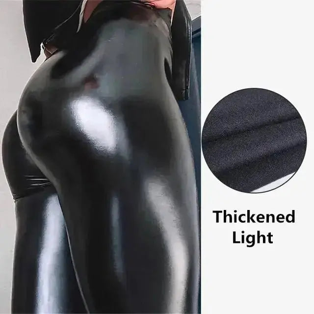 Women's High Waist Leather Leggings - Xandu Limited