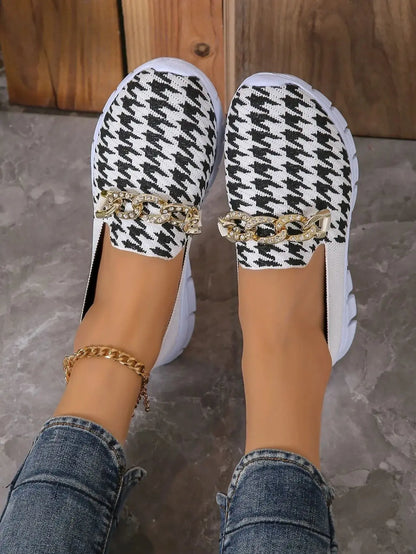 Women's Houndstooth Mesh Loafers - Xandu Limited