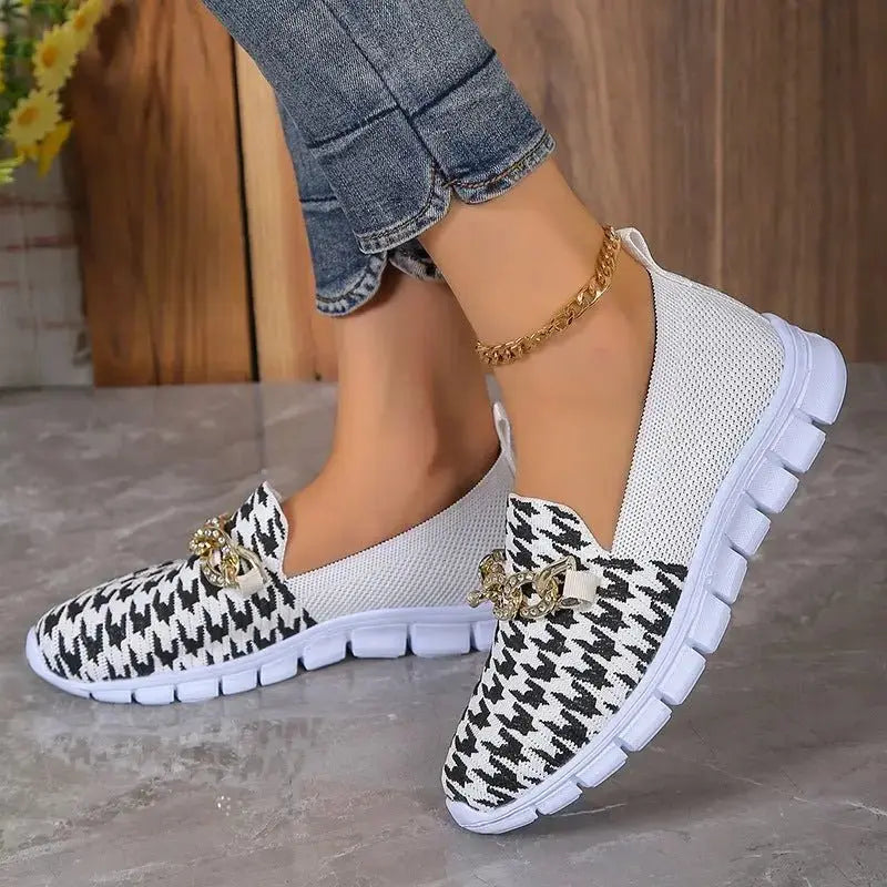 Women's Houndstooth Mesh Loafers - Xandu Limited