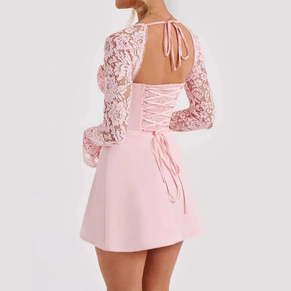 Women's Long - sleeve, backless Corset Lace Dress - Xandu Limited