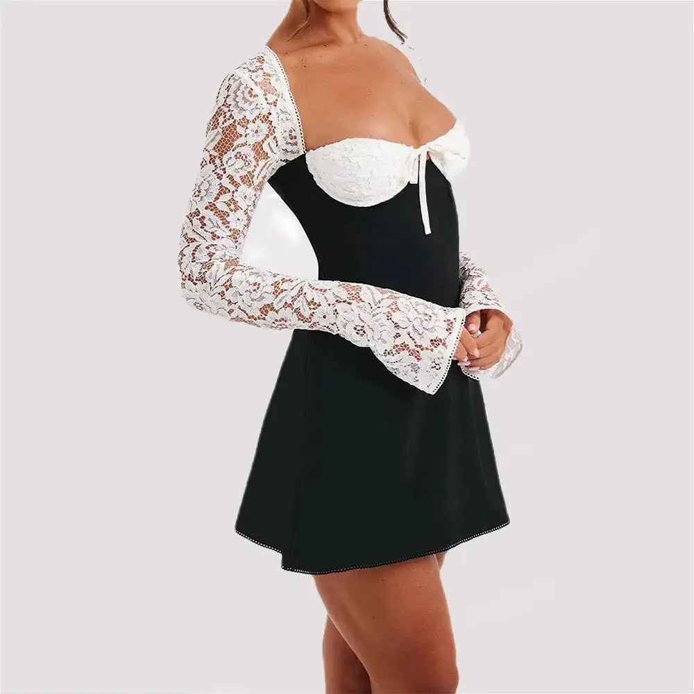 Women's Long - sleeve, backless Corset Lace Dress - Xandu Limited