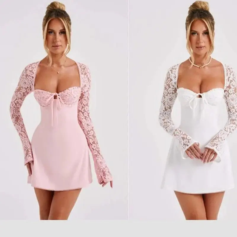 Women's Long - sleeve, backless Corset Lace Dress - Xandu Limited