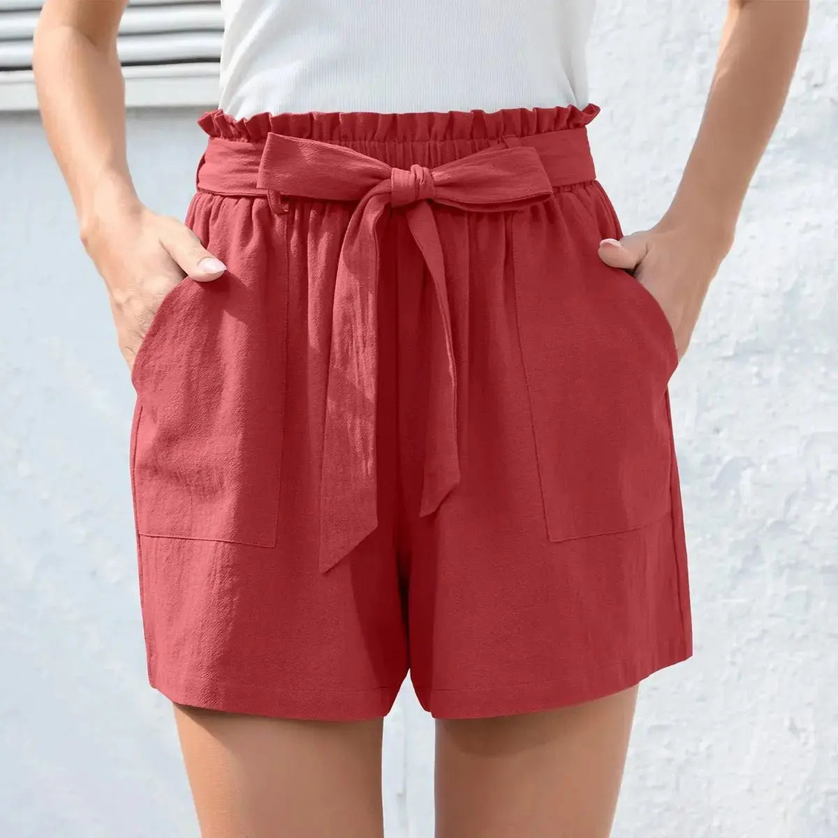 Women's Ruffle Bow Waist Tie Shorts - Xandu Limited